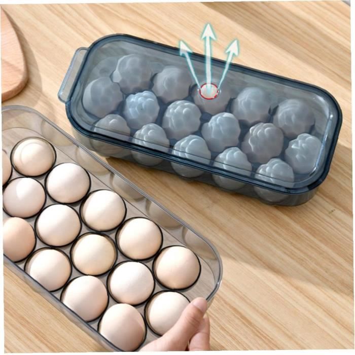 Conteneur à Œufs Réfrigérateur 80 Grilles - 4 Pièces Empilables Tiroir Stockage Beige