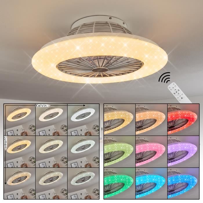 »Concas« plafonnier ventilateur de plafond en métal plastique blanc ampoule(s) non incluse(s) - Hofstein