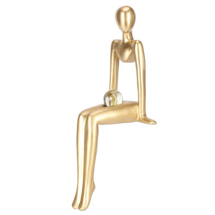 Home&you - Figur Harmonis, Dekofigur Yoga, Skulptur Aus Kunstharz, Dekoration Wohnzimmer, Schlafzimmer, Büro, Modernes Design, 27.7 X 15 X 14.5 Cm - Gold