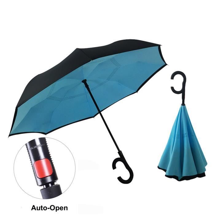 Parapluie Inversé, Anti-Uv Double Couche Coupe-Vent Parapluie, Mains Libres Poignée En Forme C