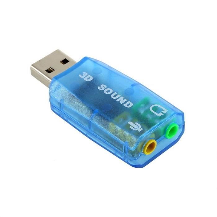 Carte son stéréo USB externe 5.1 USB 2.0 vers adaptateur de carte son audio  3D Canal virtuel 5.1