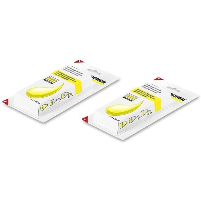 Meilleurs prix pour Produit nettoyant - KARCHER - Lot de 2 (8 x 20 ml) - Compatible avec nettoyeurs de vitres WV - Blanc