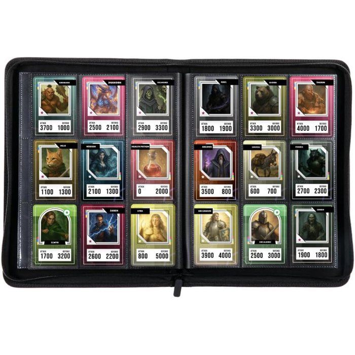 Classeur Konix Premium 9 pochettes TCG 360 cartes PU fermeture zippée Coloris unique Neuf