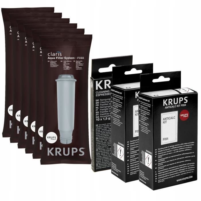 Pastilles de Nettoy 6 Filtres à eau pour les Machines à café Krups Claris F088 