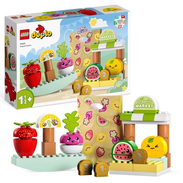 lego® duplo my first 10983 le marché bio, jouets éducatifs à empiler, enfants dès 18 mois à 3 ans