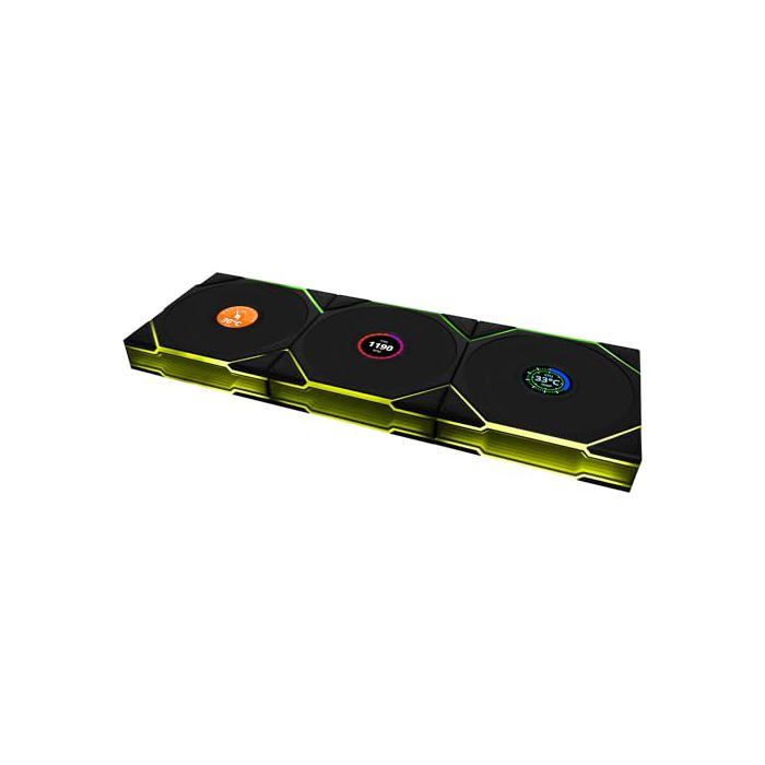 12TLLCD1W3B Ventilateur boîtier Lian-Li UNI FAN TL Ss fil LCD ARGB+Contrôleur-3x120mm-Noir
