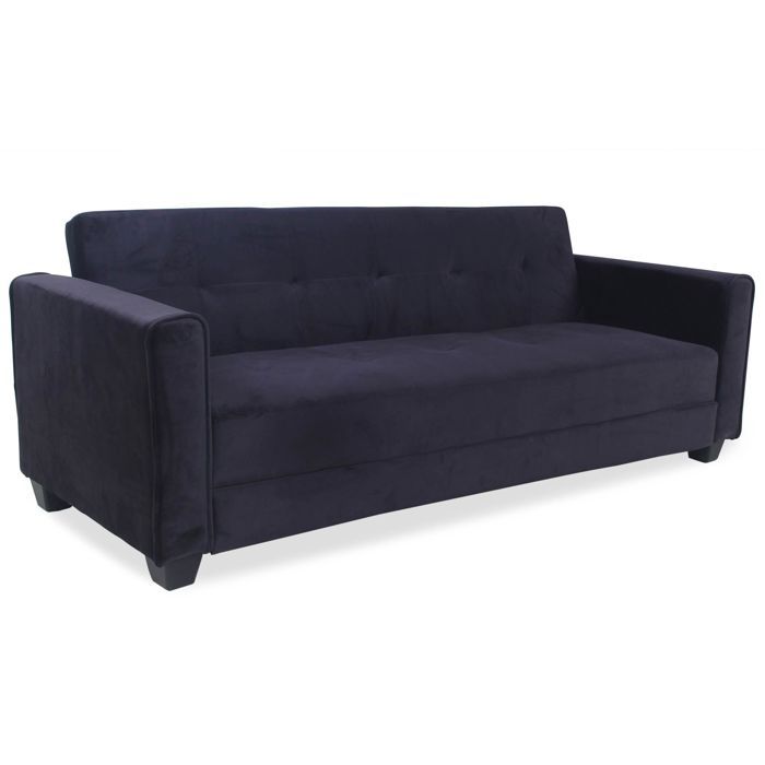 MENZZO Canapé convertible 3 places Clayton Velours Noir -Canapé : L200 x P78 x H78 cmCanapé-lit : L200 x P98 x H59 cm MENZZO Canapé convertible 3 places Clayton Velours Noir -Canapé : L200 x P78 x H78 cmCanapé-lit : L200 x P98 x H59 cm