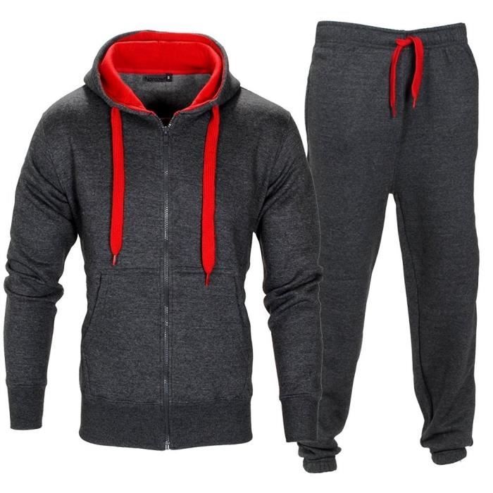 Survêtement Gym King Homme - Sweat à Capuche + Joggers Ajustables, Coupe Fitted, 70% Coton