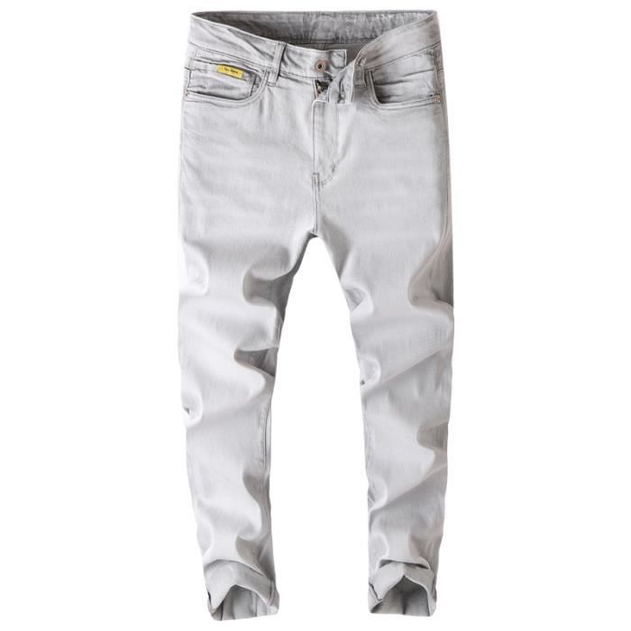 Pantalon Jean Homme Kiton En Laine Stretch - Taille 34, Gris Léger, Neuf Sans étiquettes