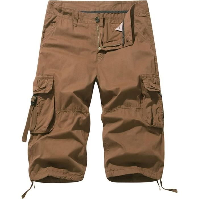 Short Homme Cargo 3/4 Coton Ergonomie Confortable D