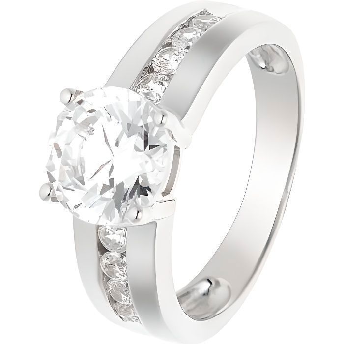 LOVA LOLA VAN DER KEEN - Bague Solitaire 8.1 mm - Collection Joaillerie Prestige - Argent Massif 925 Millièmes - Diamant de