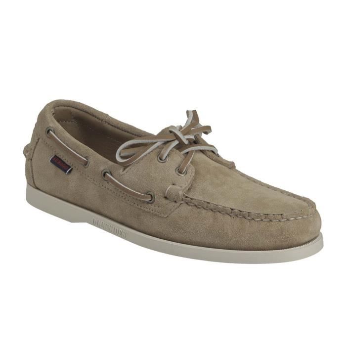 Chaussure bateau Sebago Dockside Portland PTW en daim beige - Homme - Cuir - Confort exceptionnel