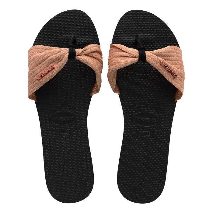 Tong Havaianas You Saint Tropez Basic Noir Rose Clair