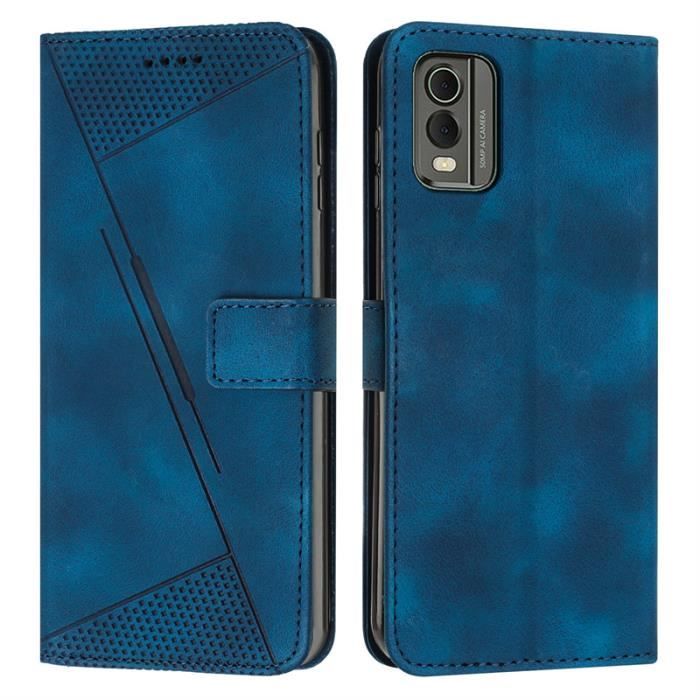 Etui pour Nokia C32 4G 6.5 Housse vintage givre en Cuir Protection Magnetique Pochette Portefeuille Rabat Etui Bleu NSJDIK