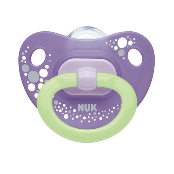 NUK Lot de 2 sucettes Night 0-6 mois Glow in the Dark sucette apaisante sucette bleu