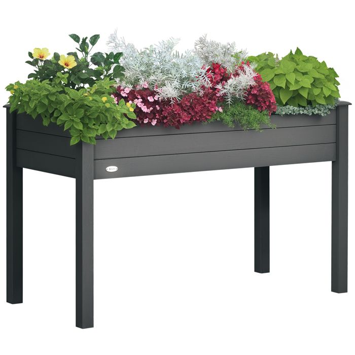 Jardinière sur pieds - Outsunny - potager inserts dirrigation feutre drainage bois massif - sapin - 122x56x76cm - gris