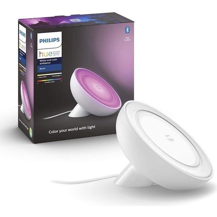 Philips Hue White & Color Ambiance, lampe Bloom, 4ème génération - Blanc, Bluetooth, fonctionne avec