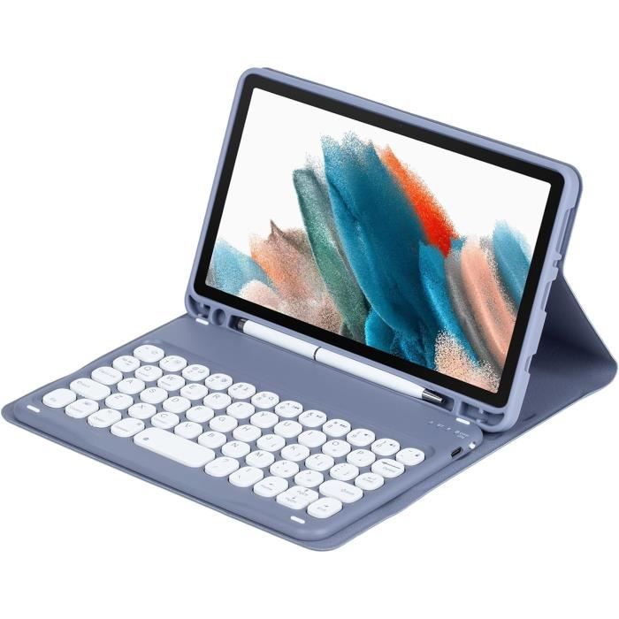 ROOFEI Galaxy A9+ Étui Avec Clavier QWERTZ Allemand Pour Samsung Tab A9+ 2023 | 11 Pouces, Pavé Tactile, Sans Fil, Éclairage 7 Couleurs