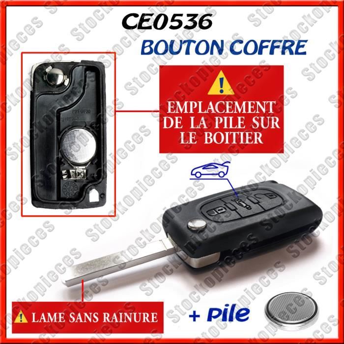 3 Boutons Phare Coque Clé Compatible CE0536 clé à Rabat Pliable pour Peugeot  207 307 308