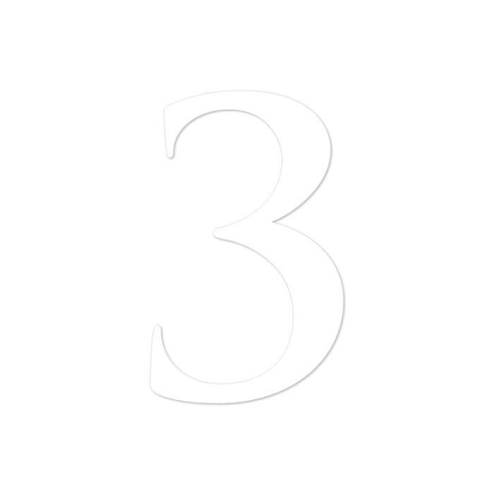 Chiffre Adhésif Plexiglass Numéro de Boite aux Lettres en Plexi Coloris Blanc Chiffre 3 Numérotation Double face au dos Chiffres Boites aux Lettres Hauteur : 5 cm 