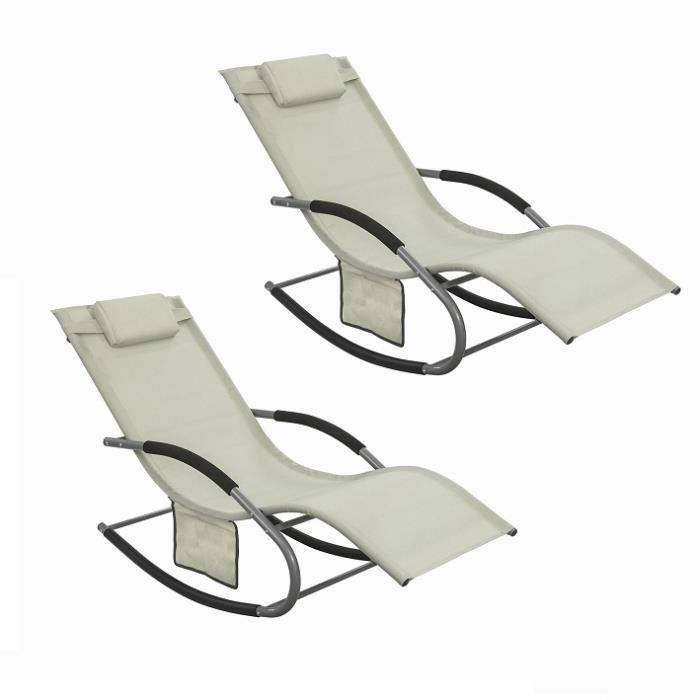 SoBuy Lot de 2 Chaises Longues Transat Jardin Pliables Aluminium – Bain de Soleil Relax Bascule Extérieur Beige OGS28-MIx2 SoBuy Lot de 2 Chaises Longues Transat Jardin Pliables Aluminium – Bain de Soleil Relax Bascule Extérieur Beige OGS28-MIx2
