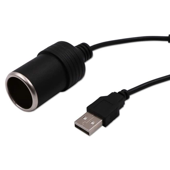 Câble Convertisseur USB Vers Allume-cigare 12V - 5V/2A Vers 12V/0.8A - Pour Dashcam, GPS, Détecteur De Radar - 35cm