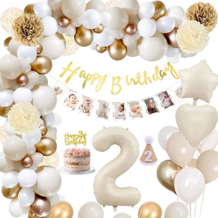 Kit décoration anniversaire beige et or - Arche ballon et bannière Kit décoration anniversaire beige et or - Arche ballon et bannière
