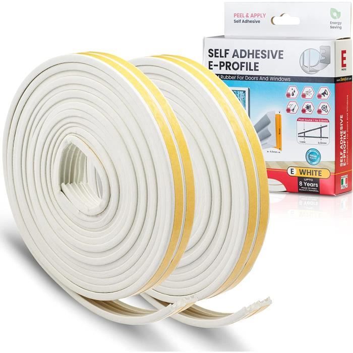 Mitening Bande de Joint, Bande de Joint D-Profil Auto-adhésive Anticollision d'étanchéité en Caoutchouc Imperméable pour la Fenêtre/Le Fond Boudin de Porte/Rouleau Insonorisation, 2 Rouleaux 20 m