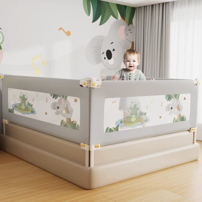 Barrière De Lit Bébé 1,5 M – Sécurité Tout-Petit 18 Mois à 5 Ans – Filet Respirant Réglable En Hauteur – HyAdierTech
