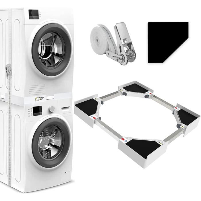 Kit De Superposition Pour Lave-linge Sèche-linge Standard 60 Cm Avec  Porte-serviettes Blanc [en.casa]