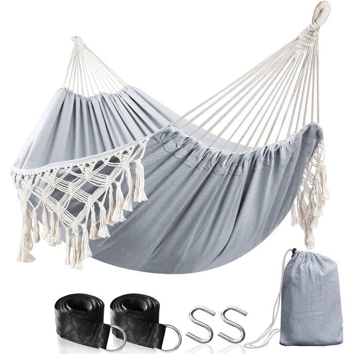 Hamac Brésilien En Coton Avec Sangles - Portable, Sac De Transport Inclus - Pour Jardin, Camping, Intérieur - 320 Cm