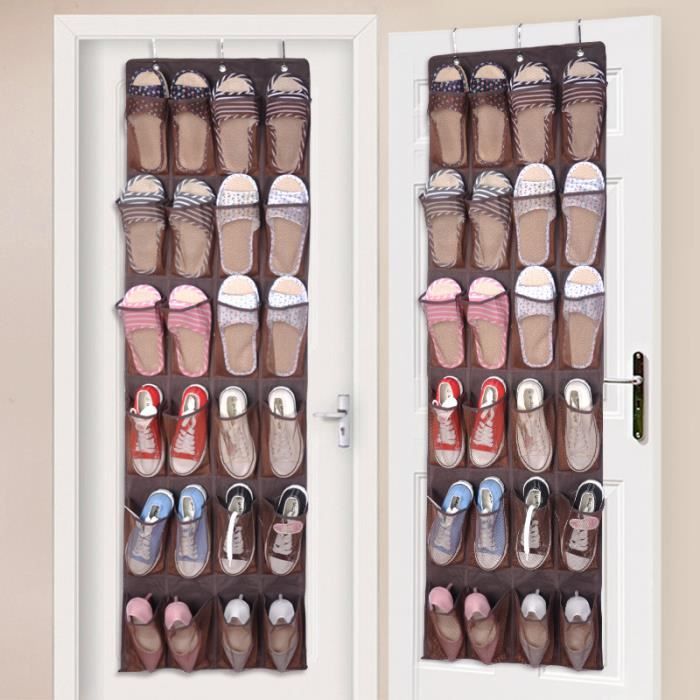 Étagère à Chaussures Suspendue Wifehelper - 24 Poches, Rangement Organisateur Pour Placard Ou Porte (Beige) - 4