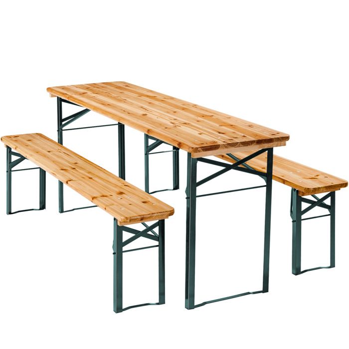 Table et bancs pliants en bois - TECTAKE - Table de Jardin - Table de  Réception - Table de Camping - Cdiscount Jardin