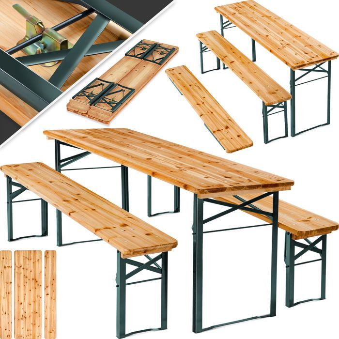 Table et bancs pliants en bois - TECTAKE - Table de Jardin - Table de  Réception - Table de Camping - Cdiscount Jardin