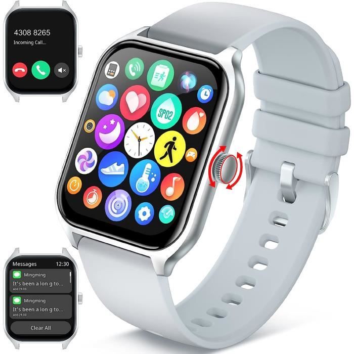 Montre Connectée 1,83 Unisexe IP67 Appels SMS Cardio Sommeil Sport Fitness