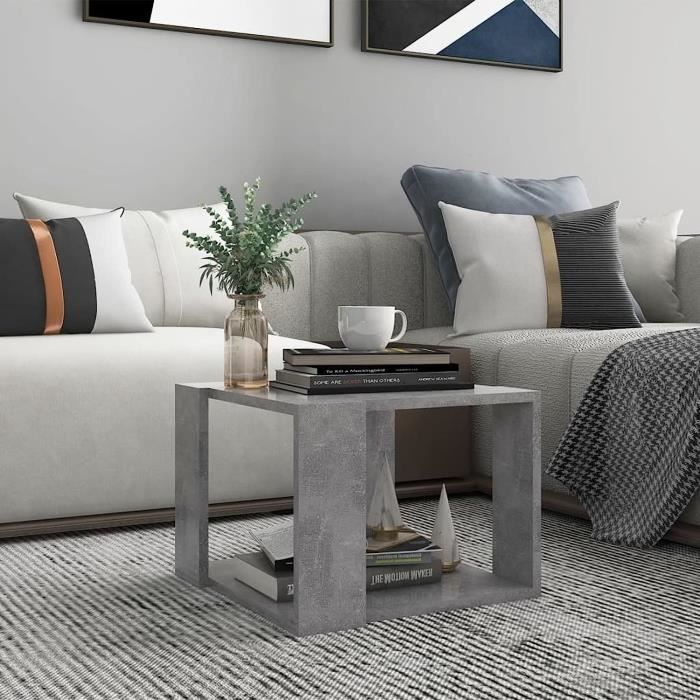 Table BasseTable Basse SalonTables Basses De SalonTable Basse Gris Béton 40X40X30 Cm Bois DIngénierie[H1464]