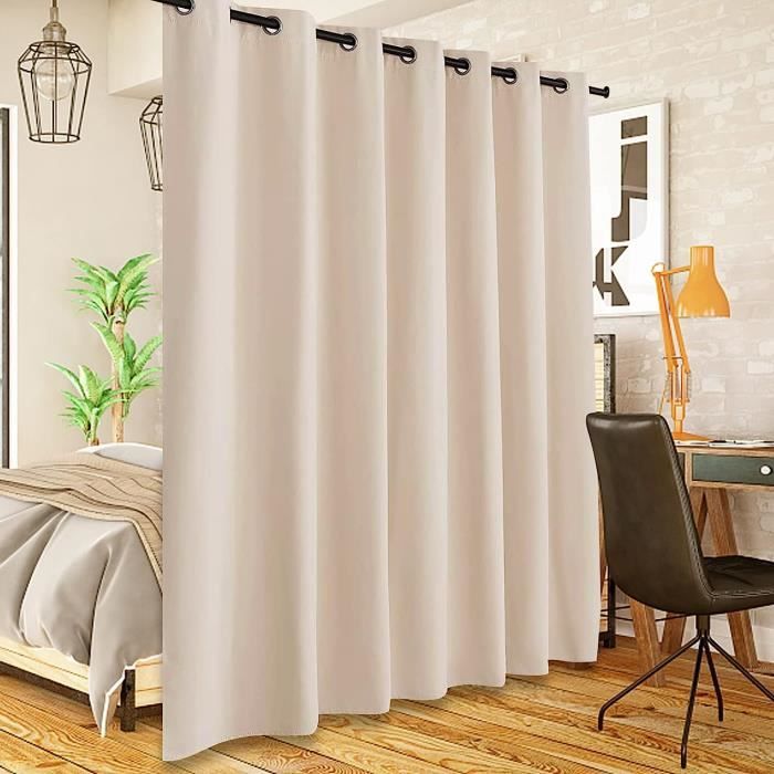 Rideau Occultant Thermique Isolant Anti Froid 100 x 165 cm Lumière Bloquer Isolation Thermique Voilage Blanc Rideau Occultant, Panneaux de Rideaux Intérieurs pour Porte Fenetre Dressing Salon, Noir