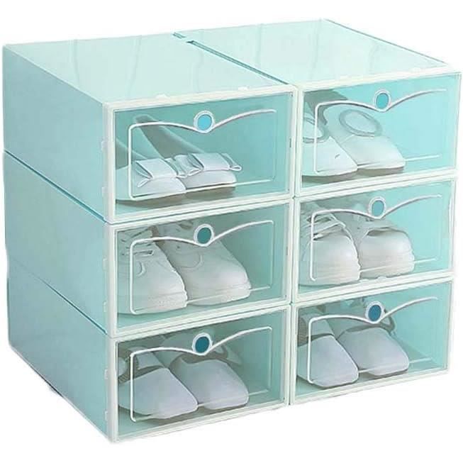 Lot De 4 Boîtes à Chaussures Transparentes Empilables - Rangement Plastique épais, Couvercle, Couleurs Pastel - 12