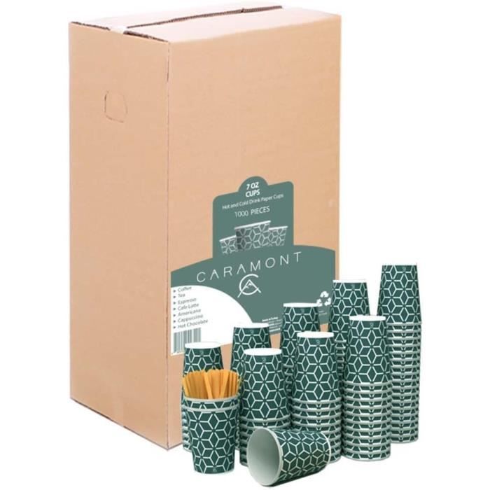 100 Gobelets En Carton Verts Jetables - Écologiques, Résistants Au Chaud Et Au Froid - 8