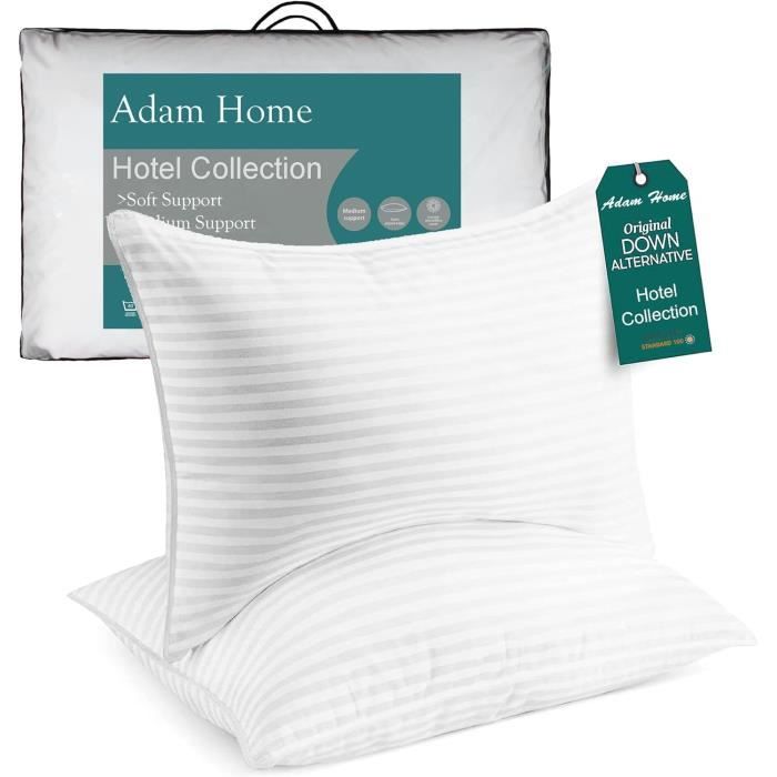 Oreillers Confort 65x65 Cm - Lot De 2, Hypoallergéniques, Moelleux - Qualité Hôtelière Pour Dos, Côté, Ventre