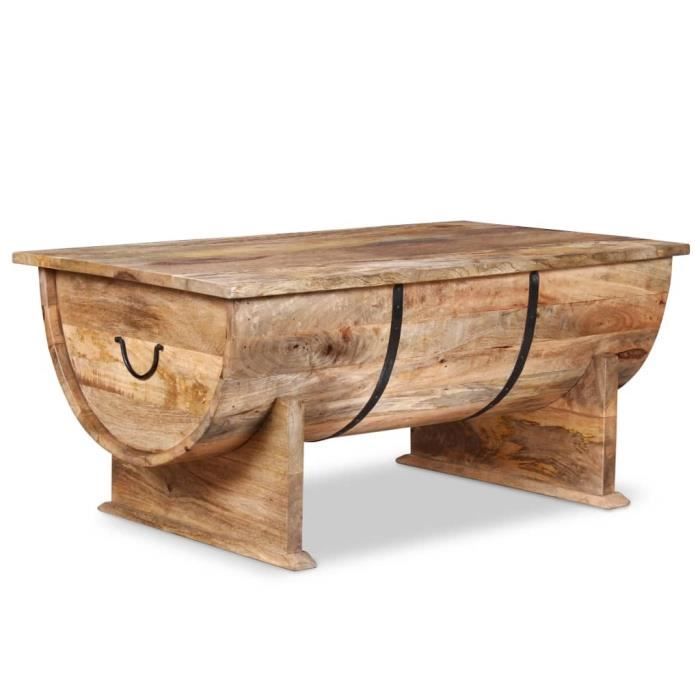 Truvito Table Basse Bois de manguier massif 88x50x40 cm Table de Salon Basse pour Chambre Bureau