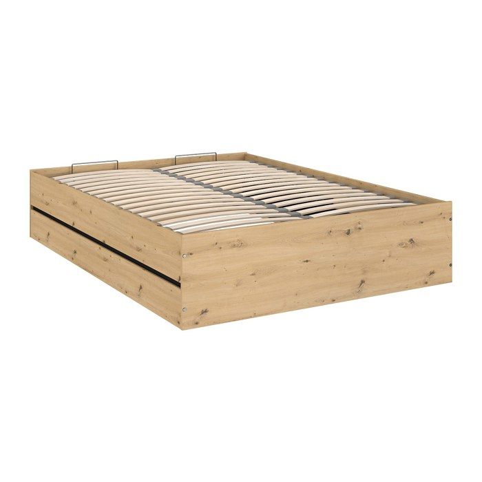 Lit coffre 140 x 190 cm - Coloris : Naturel et noir - LUDARO