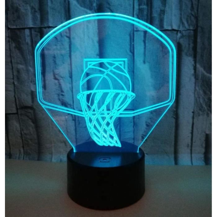Goldmik Lampe de Basket-ball 3D Illusion d'optique de nuit avec 7 couleurs Lampe de table pour les fans de Lakers Gfit 