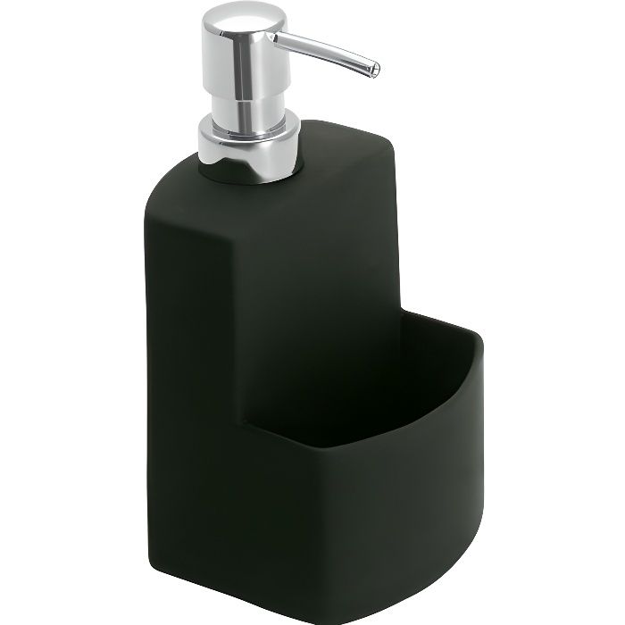 WENKO Distributeur liquide vaisselle distributeur liquide vaisselle porte éponge Festival capacité de 380 ml Céramique noir WENKO Distributeur liquide vaisselle distributeur liquide vaisselle porte éponge Festival capacité de 380 ml Céramique noir