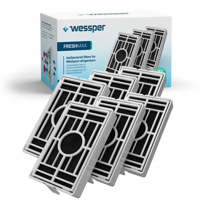 6X Wessper Filtre antibactérien pour réfrigérateur Whirlpool, Indesit, IKEA, KitchenAid, Hotpoint - Traitement de l'air - Compatible