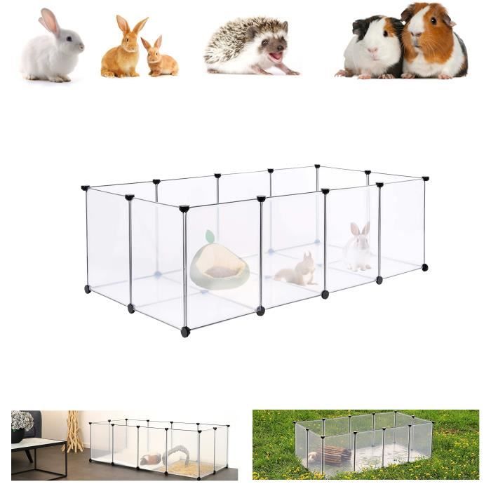 Comparer les prix de Willonin® Enclos modulable pour petits animaux, Parc en plastique avec fond pour Lapin Hamster Hérisson, Forme variable 143x71x47 cm