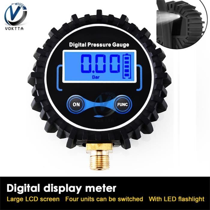 Manomètre Numérique Hydraulique 10000 PSI / 700 BAR - Filetage 1/4 NPT - En Acier Inox - Marque ZHAuto