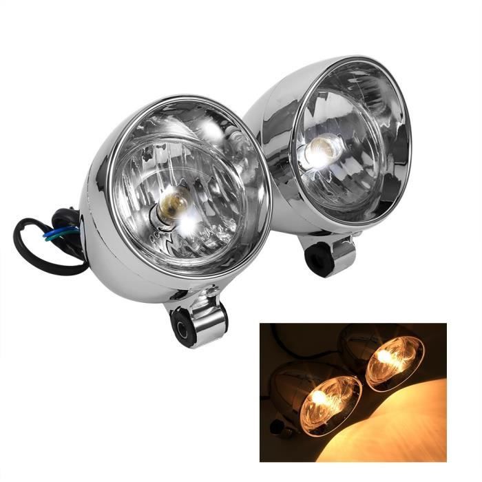 2pcs Clignotant Moto LED Jaune Chrome pour Davidson