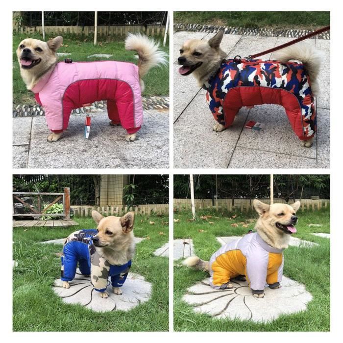 Manteau d hiver pour chien chiot veste impermeable pour chien coupe vent pour chien habit de neige chaud polaire rembourre Bleu Cdiscount