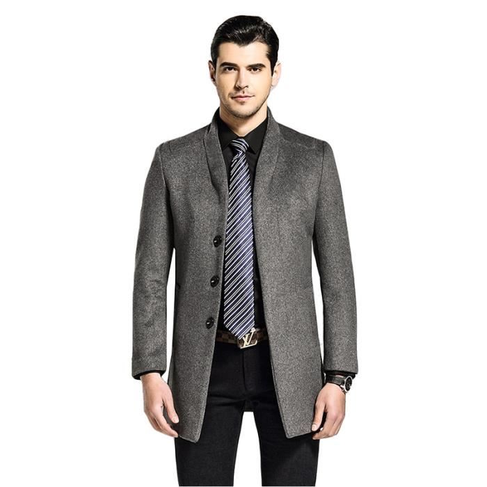 W-L Manteaux Homme Manteau d'hiver d'homme Slim Fit Vestes for Hommes d'affaires  Chaud Casual Veste Homme vêtement Thicker Pardessus Taille Plus M ~ 4XL  (Color : Gray, Size : XL) : 